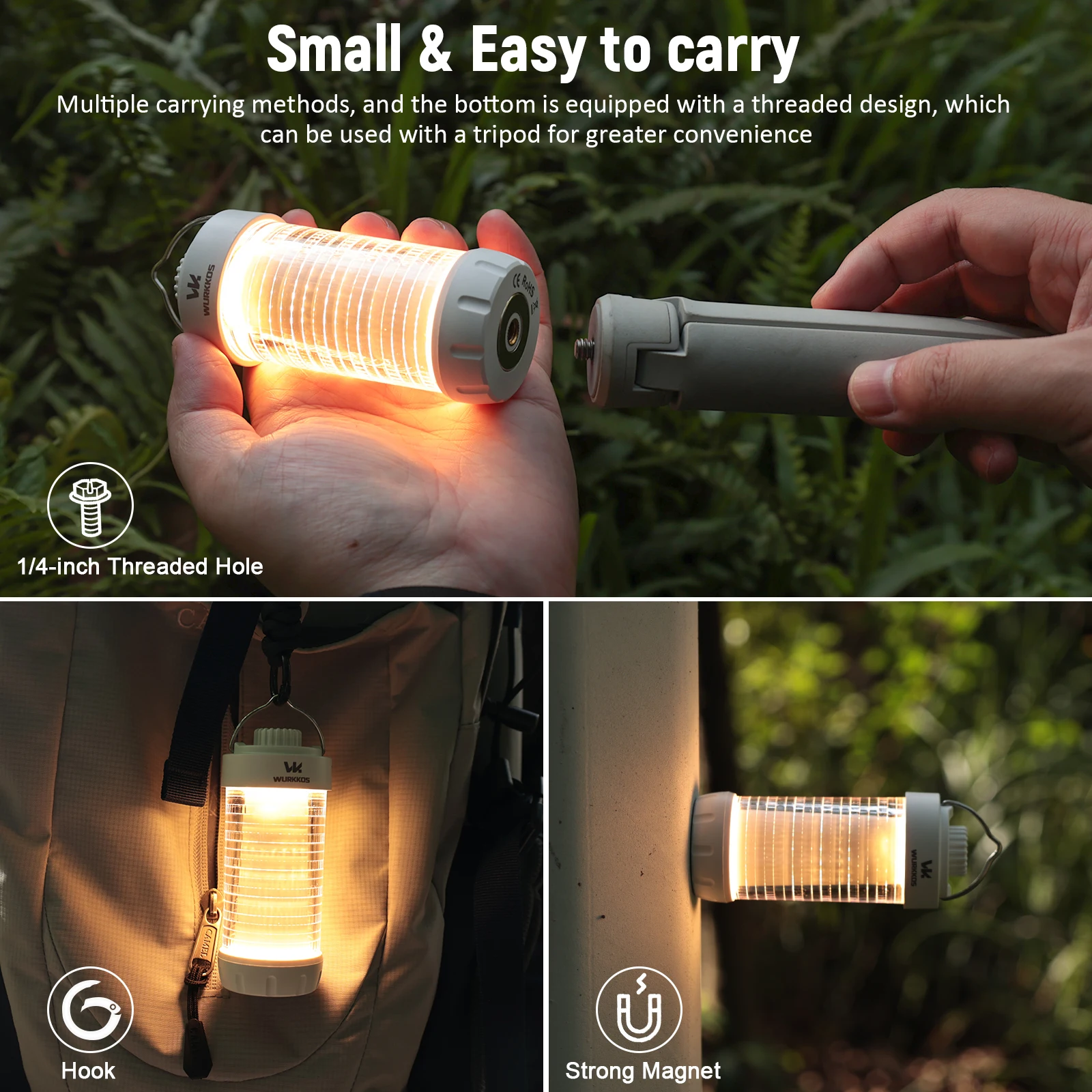 Wurkkos CL01 EDC luz de trabajo banco de energía pequeña lámpara al aire libre linterna de Camping 550LM lámpara magnética portátil 360 °   Mini Lam Magnético