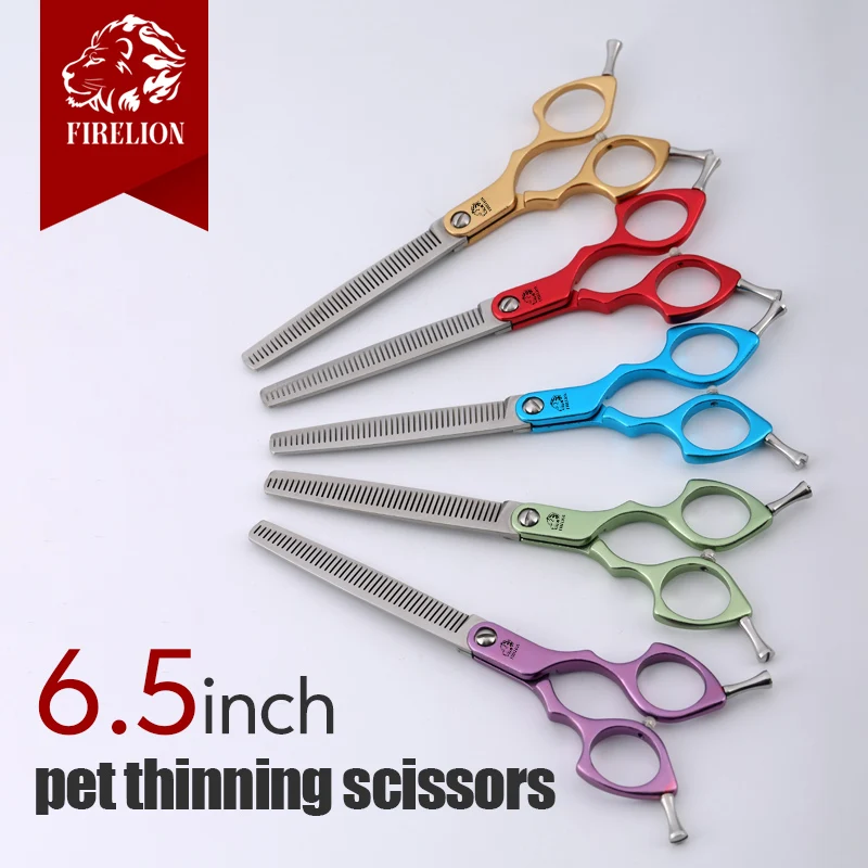 FIRELION profesional 440C 6,0/6,5 pulgadas tijeras coloridas para el cuidado de perros tijeras curvas para cortar el pelo de perros