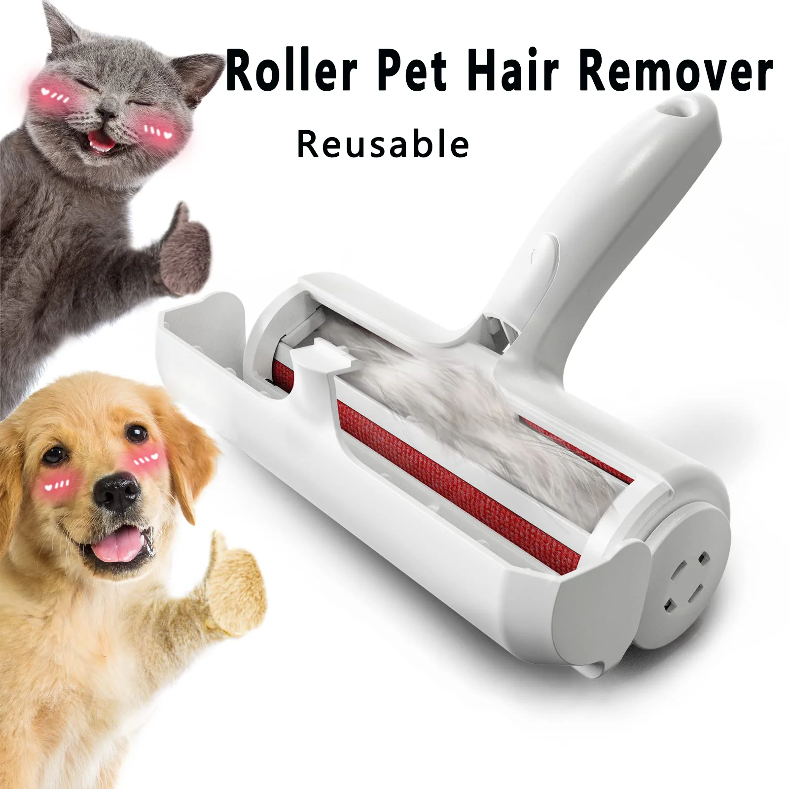 Removedor de pelo para mascotas, rodillo reutilizable, removedor de pelo para gatos y perros, muebles, sofá, alfombra, ropa, herramienta portátil de eliminación de piel