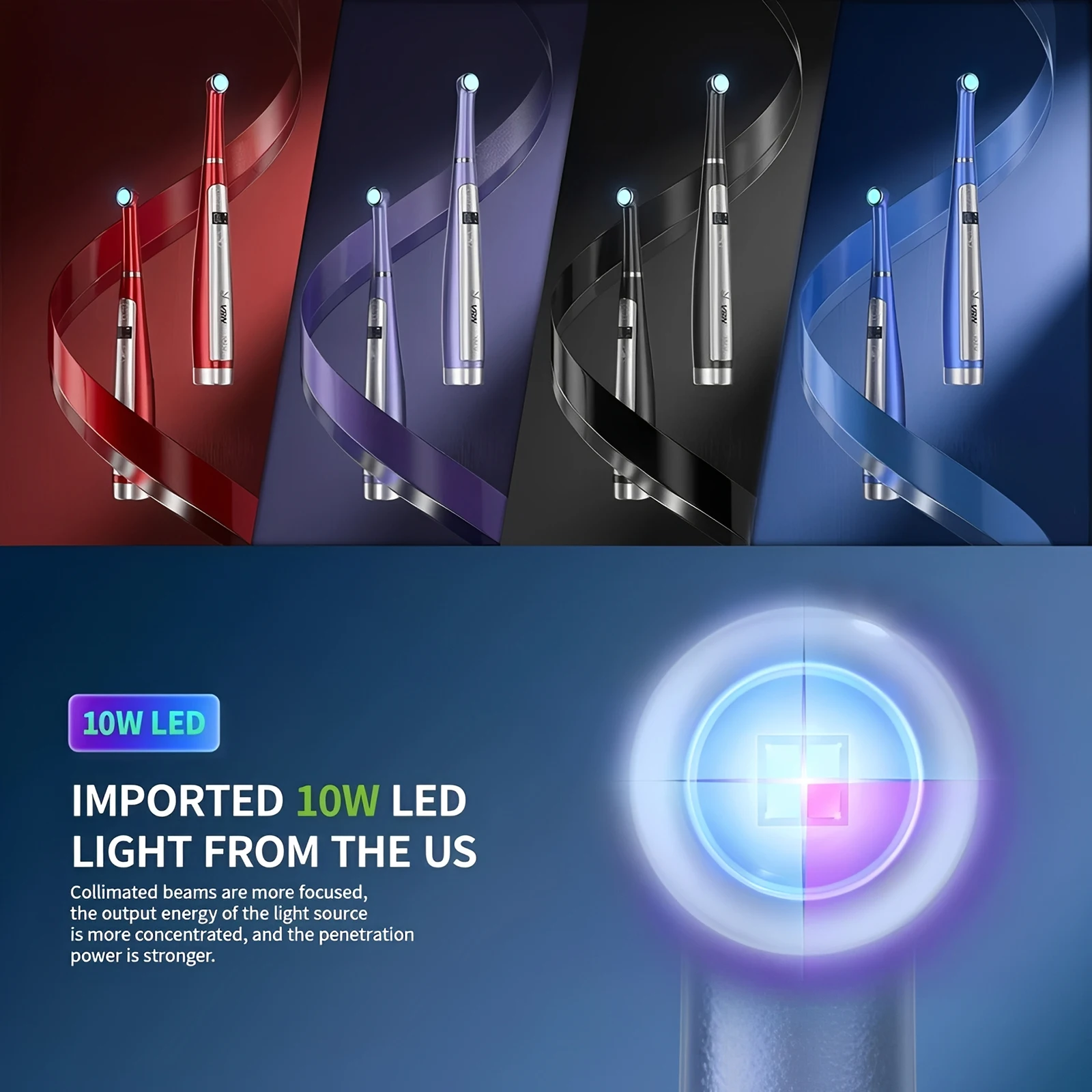 Lámpara de Fotocurado Dental LED Inalámbrica, Lámpara de Curado de Resina de 1 Segundo, 3200mW/cm² con Medidor de Luz VAFU+Gafas Protectoras