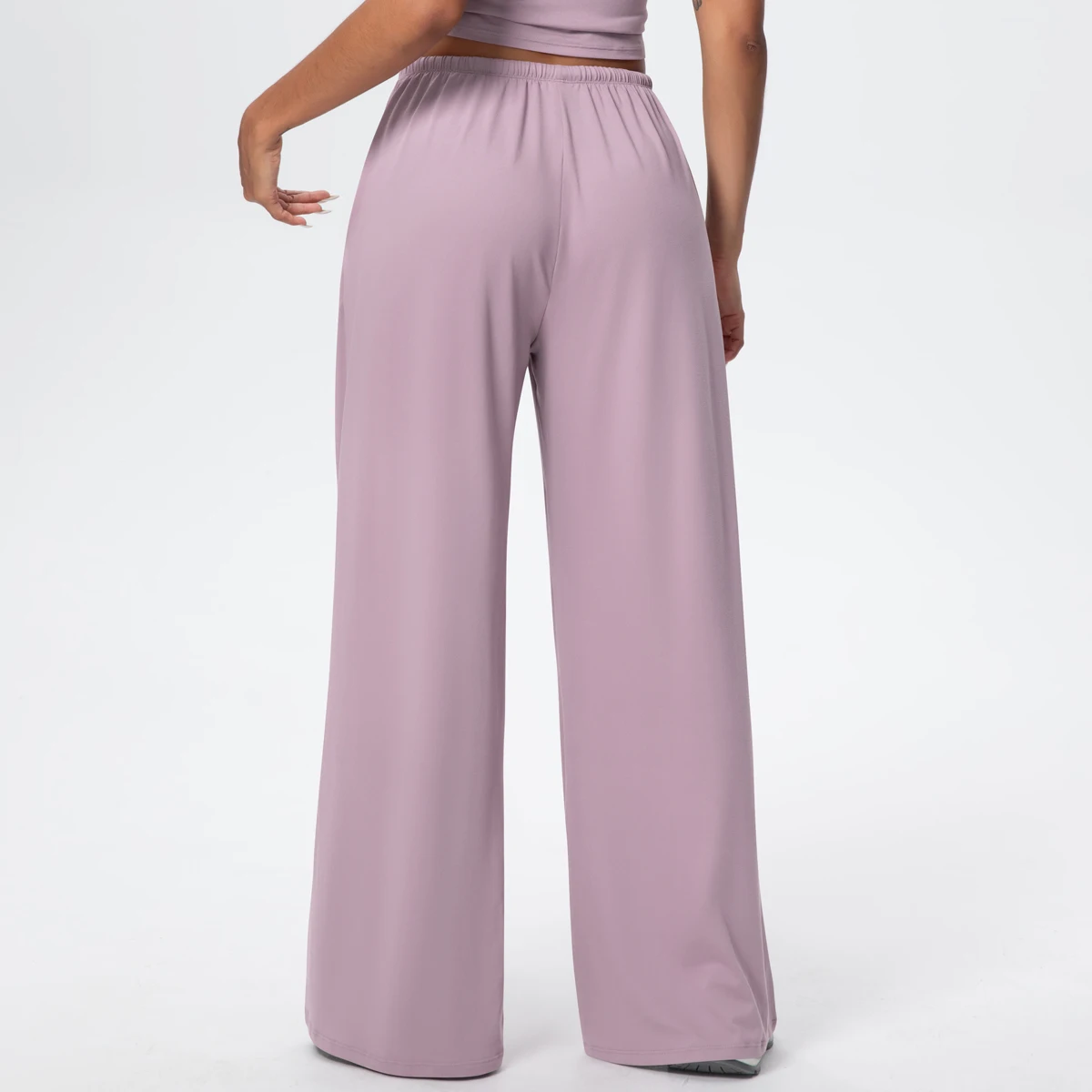 Pantalones de tubo de Yoga sueltos transpirables de Color sólido levantando glúteos deportes pantalones de pierna ancha de secado rápido con bolsillos pantalones de Yoga para gimnasio