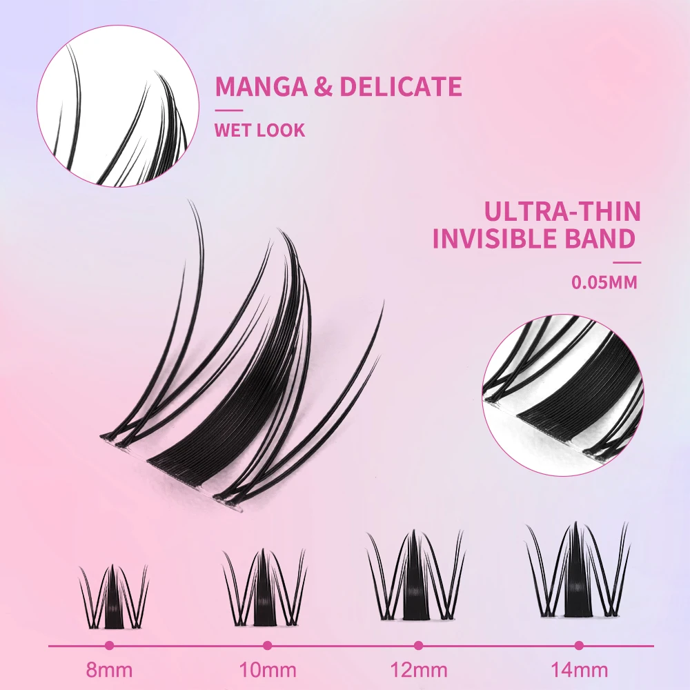uCoolMe pestañas cortas Hada Venus Flora 8-14mm grupo de pestañas con pinzas de pegamento para pestañas DIY extensión de pestañas impermeable de larga duración