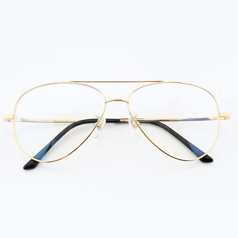 Montura óptica de titanio puro graduada para hombres, gafas de piloto, gafas de sol, uso de cara grande y ancha, doble puente de 63mm de ancho