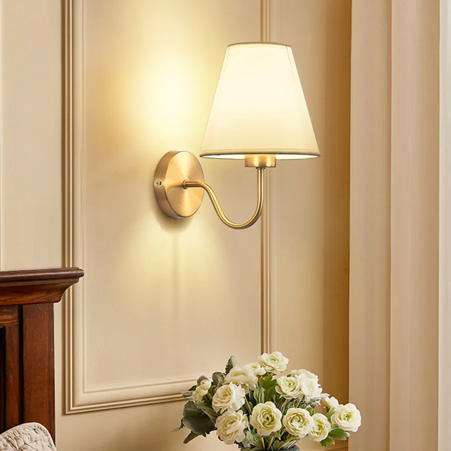 Lámparas de pared de tela modernas, lámpara de pared para cabecera Retro, luces de pared de salón, candelabro de pared Simple para Loft, accesorio de iluminación AC85-265V E27