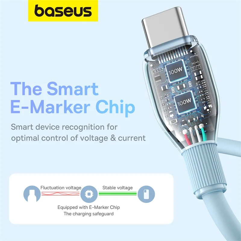 Cable Baseus PD 100W USB C a USB tipo C para Macbook Cable de carga rápida para iPhone 16 15 Cable tipo C para Xiaomi