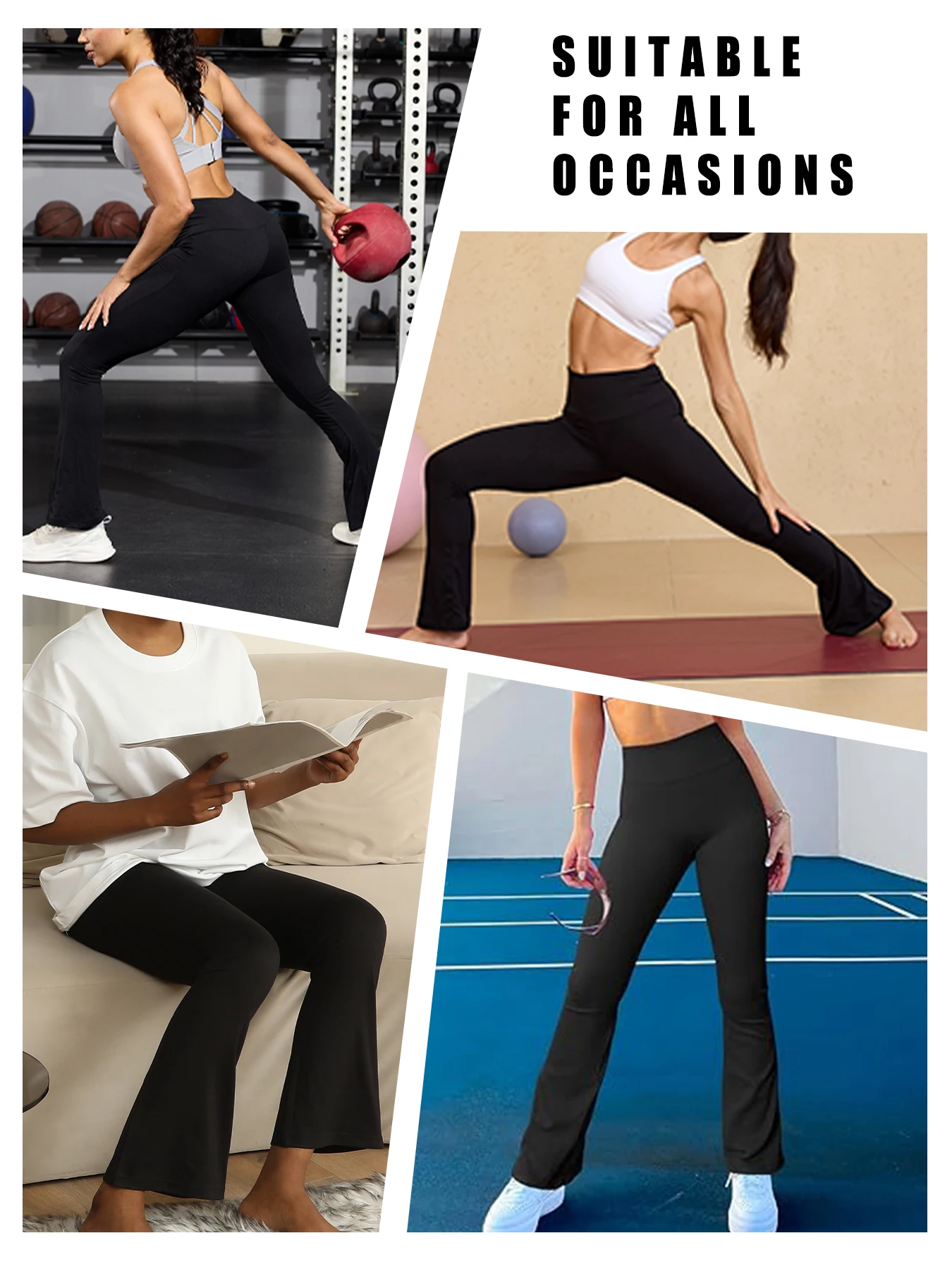 Pantalones acampanados súper suaves para mujer, cintura alta, Control de barriga, entrenamiento, Yoga, Push Up, gimnasio, Fitness, mallas largas, pantalones acampanados