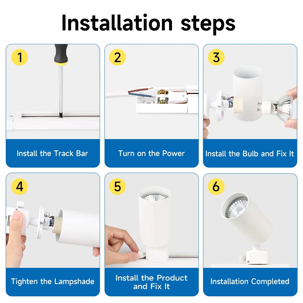 Juego completo de luces Led para riel de techo, foco de fuente de luz GU10 reemplazable para sala de estar y dormitorio, lámpara Led para riel