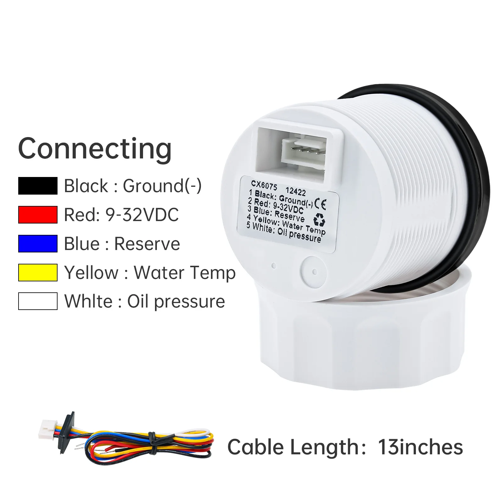 Medidor digital 3 en 1 de 52 mm con alarma 0~120 ℃   Medidor de temperatura del agua + presión de aceite + voltaje con prensa de aceite/Sensor de temperatura del agua personalizado