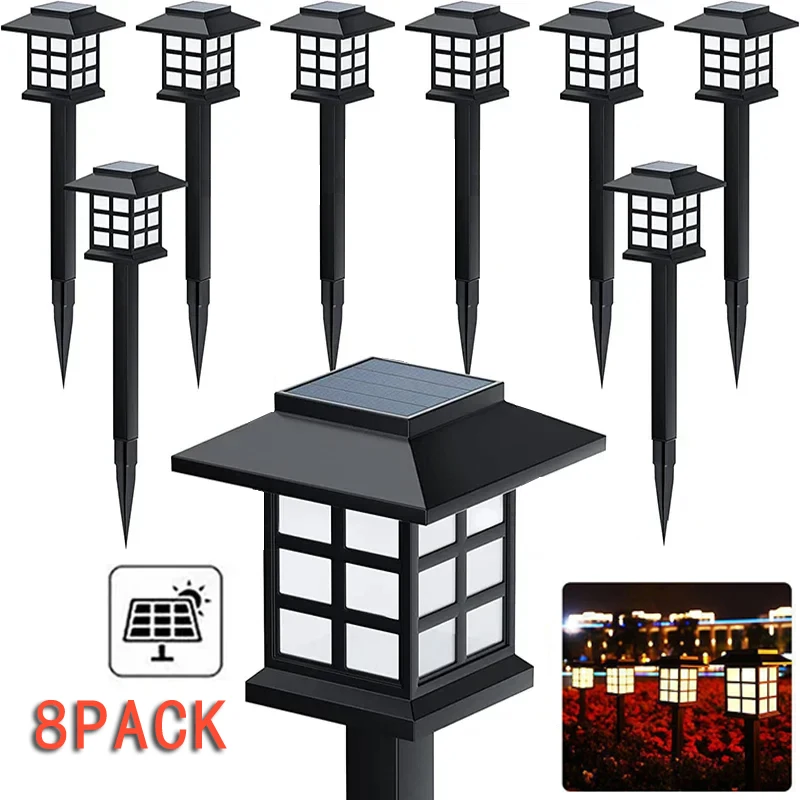 Paquete de 8 Luces Solares para Camino, LED Impermeables para Jardín, Patio, Pasarela, Entrada, Paisaje, Lámpara de Césped con Encendido Automático, Decorativas