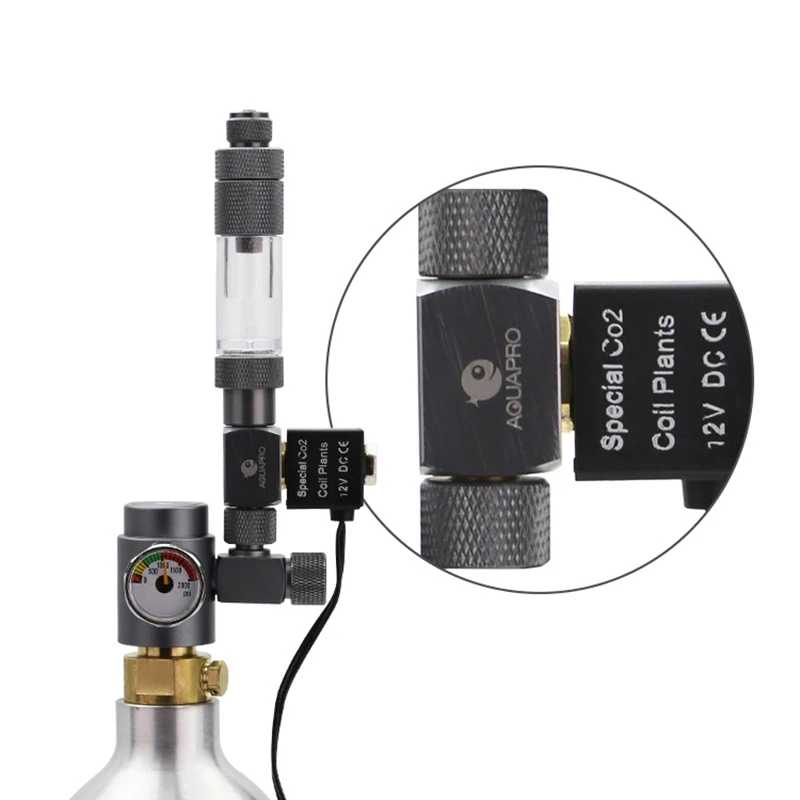 Válvula Solenoide de CO2 AQUAPRO, regulador de presión de 12V, interruptor de calibre para plantas acuáticas, accesorios para acuario, equipo de cilindro para tanques de peces
