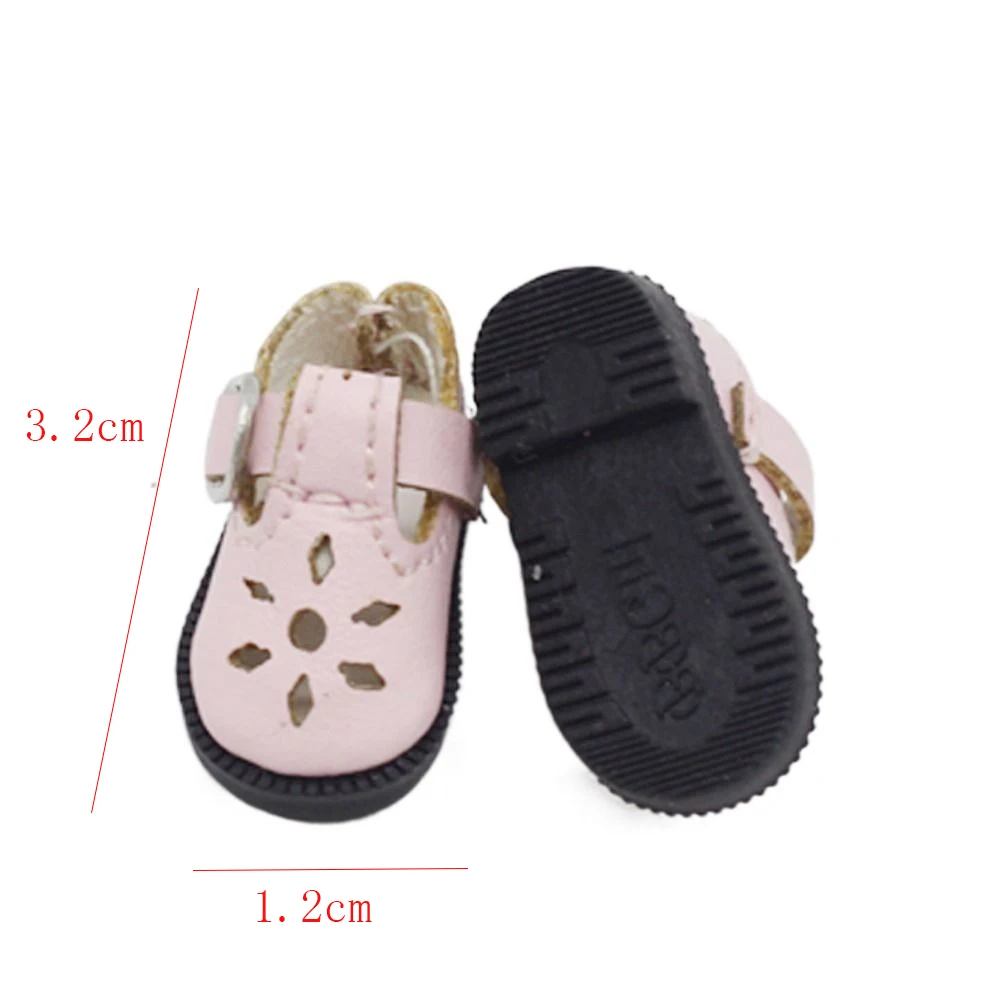 Zapatos de muñeca de 3,2 cm para muñeca de juguete Blythes, Mini zapatos de muñecas de cuero 1/8 para Blyth Azone BJD, accesorios de zapatos casuales