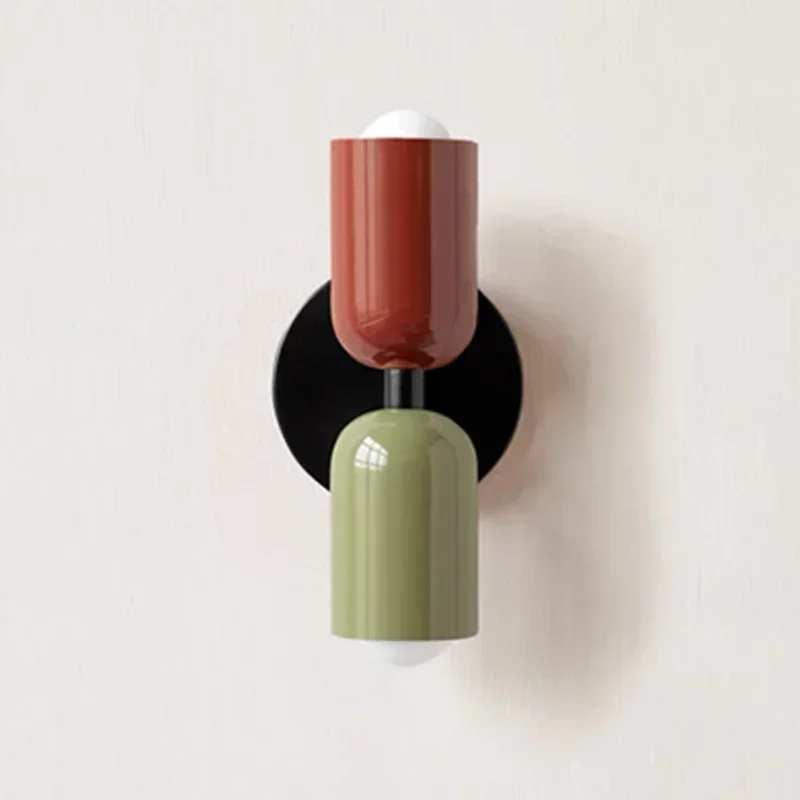 Lámpara de Pared Colorida para Dormitorio, Lámpara de Pared Nórdica para Sala de Estar, Pasillo, Habitación Infantil, Lámpara de Decoración de Interiores para el Hogar Estilo Macaron