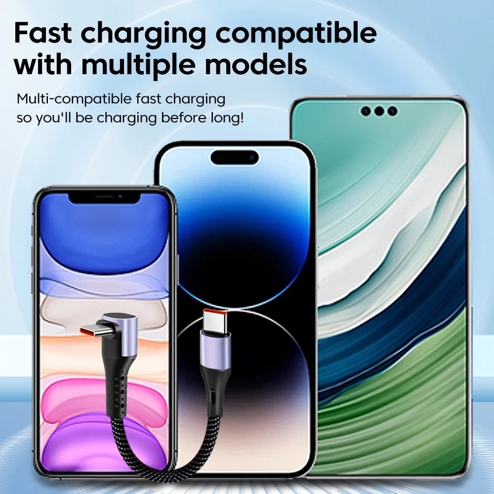 Cable de carga rápida tipo C a USB C de codo corto de 15CM y 30CM para Iphone16 15 Xiaomi Samsung Huawei Power BanK Cable de datos USB tipo C