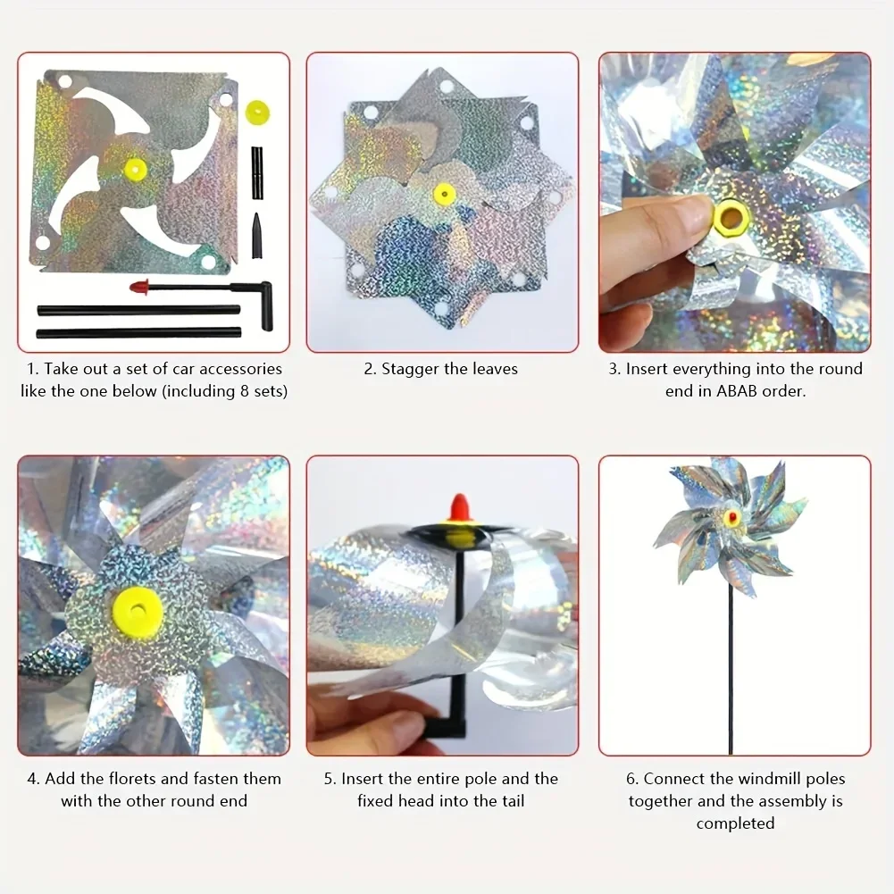 1 Uds repelente de aves molinetes reflectantes brillantes espantapájaros molinete molino de viento Spinner para jardín césped decoración de patio mantener los pájaros afuera
