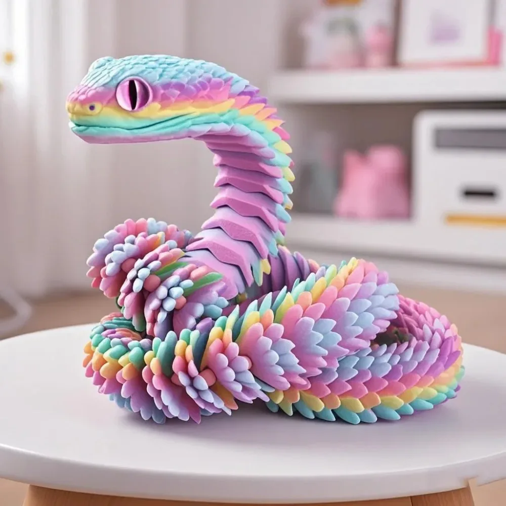 Serpiente Impresa en 3D, Multiarticulada, Giratoria, Estereoscópica, Adorno de Escritorio para Oficina, Decoración del Hogar, Modelo Animal, Figura Decorativa para Coche