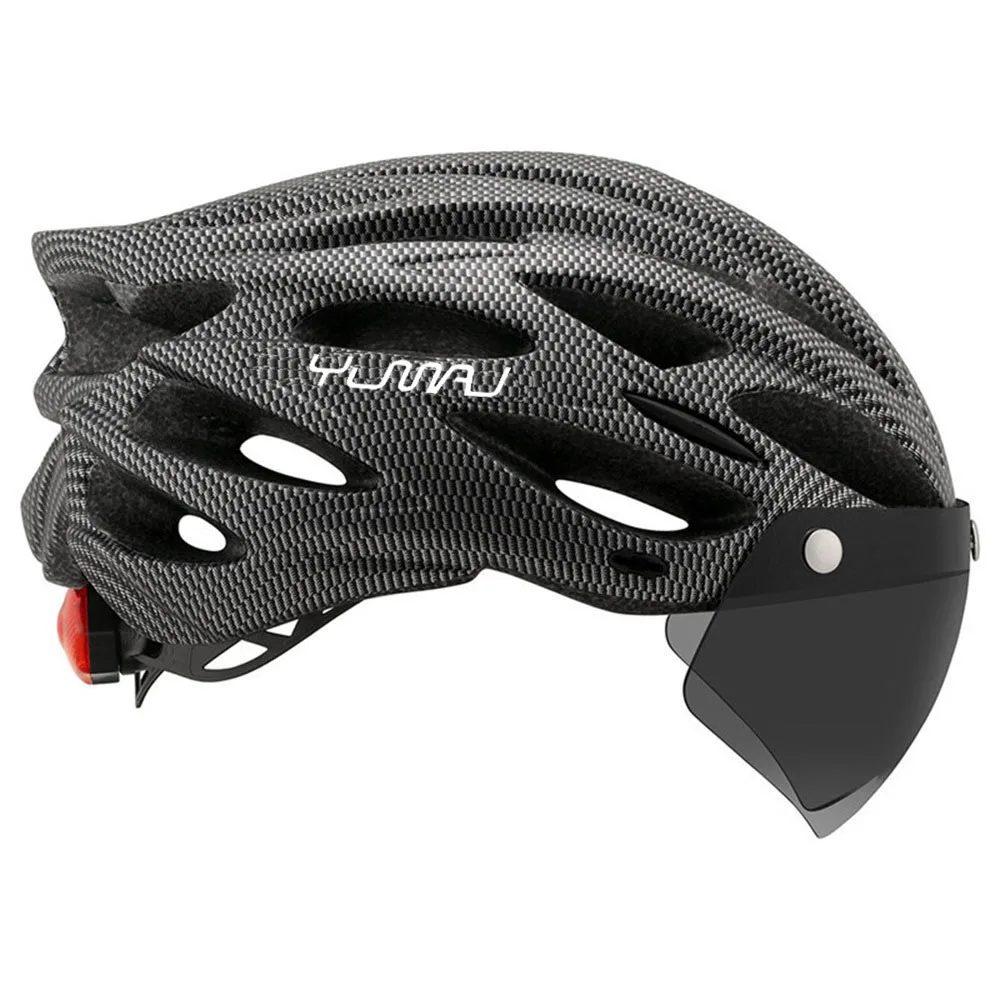 Casco Ultraligero YUMAJ de 230g para Carretera y Montaña, Moldeado Integralmente con Visera Extraíble, Gafas y Luz Trasera para Bicicleta, Modelo CB-26