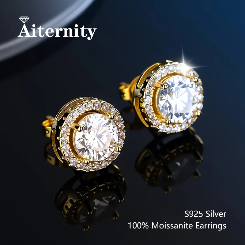 Pendientes de moissanita D VVS1 para mujer, pasan la prueba del diamante, con baño de platino S925 y 2 certificados.