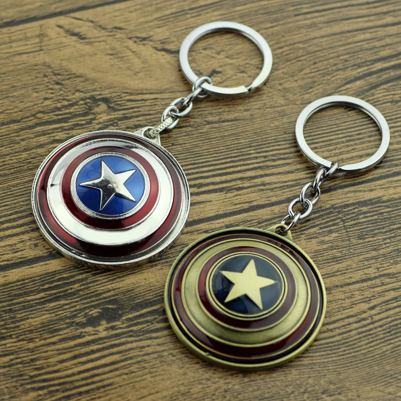 Llavero con Escudo del Capitán América, Divertido y Creativo, Giratorio, Superhéroe de los Vengadores, Accesorio para Mochila y Llaves de Coche