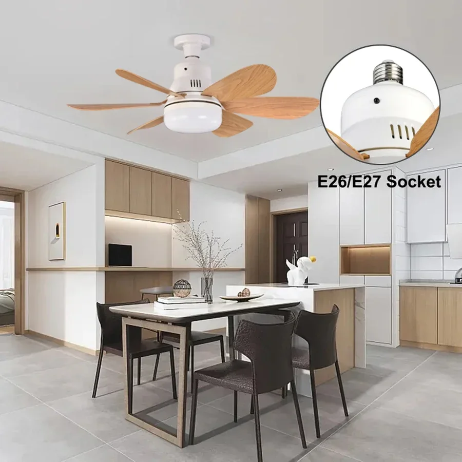 Hogar E26 E27 LED ventilador de techo luz Control remoto inalámbrico con luces nocturnas de atenuación continua ventilador inteligente para habitación Oficina estudio