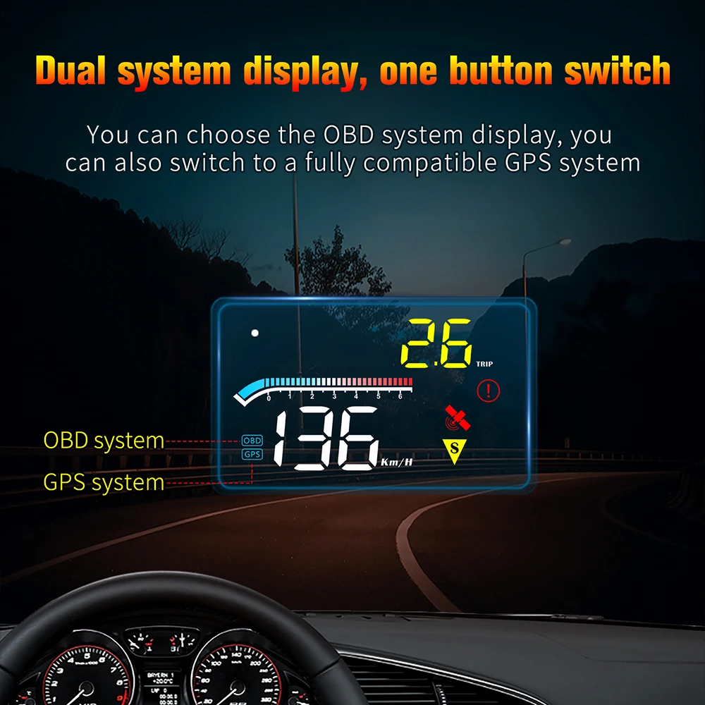 Mini proyector de parabrisas para todos los coches, velocímetro HUD M17, OBD, GPS, pantalla frontal, accesorios electrónicos para automóviles