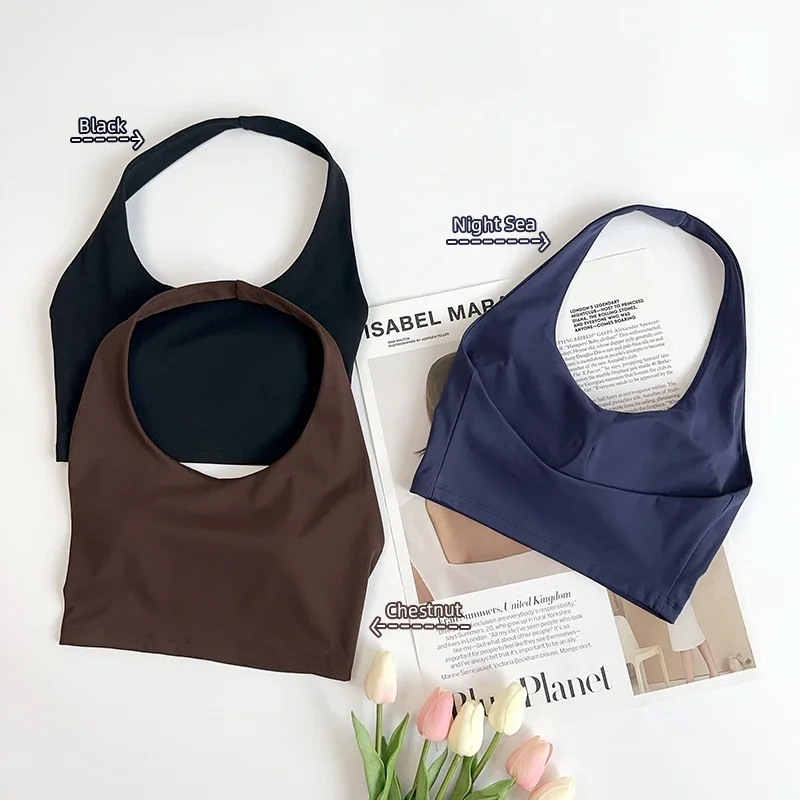 Sujetadores deportivos sexis para colgar en el cuello para mujer, a prueba de golpes, transpirables, cómodos, para ciclismo, correr, ocio al aire libre, chaleco de Yoga