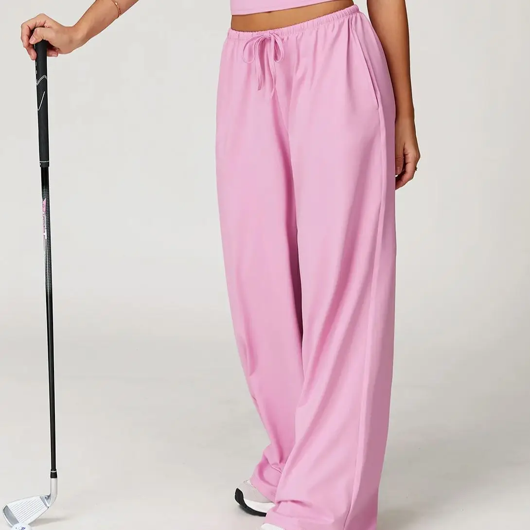 Pantalones de yoga de cintura alta para mujer, pantalones casuales sueltos de corte recto, pantalones deportivos para mujer, pantalones de fitness para correr, pantalones de entrenamiento con efecto push-up y cordón ajustable