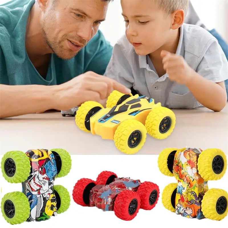 Mini coche de inercia de juguete para niños, reconocimiento automático de colisión, coche para correr de doble cara, juguete interactivo divertido para niños y niñas