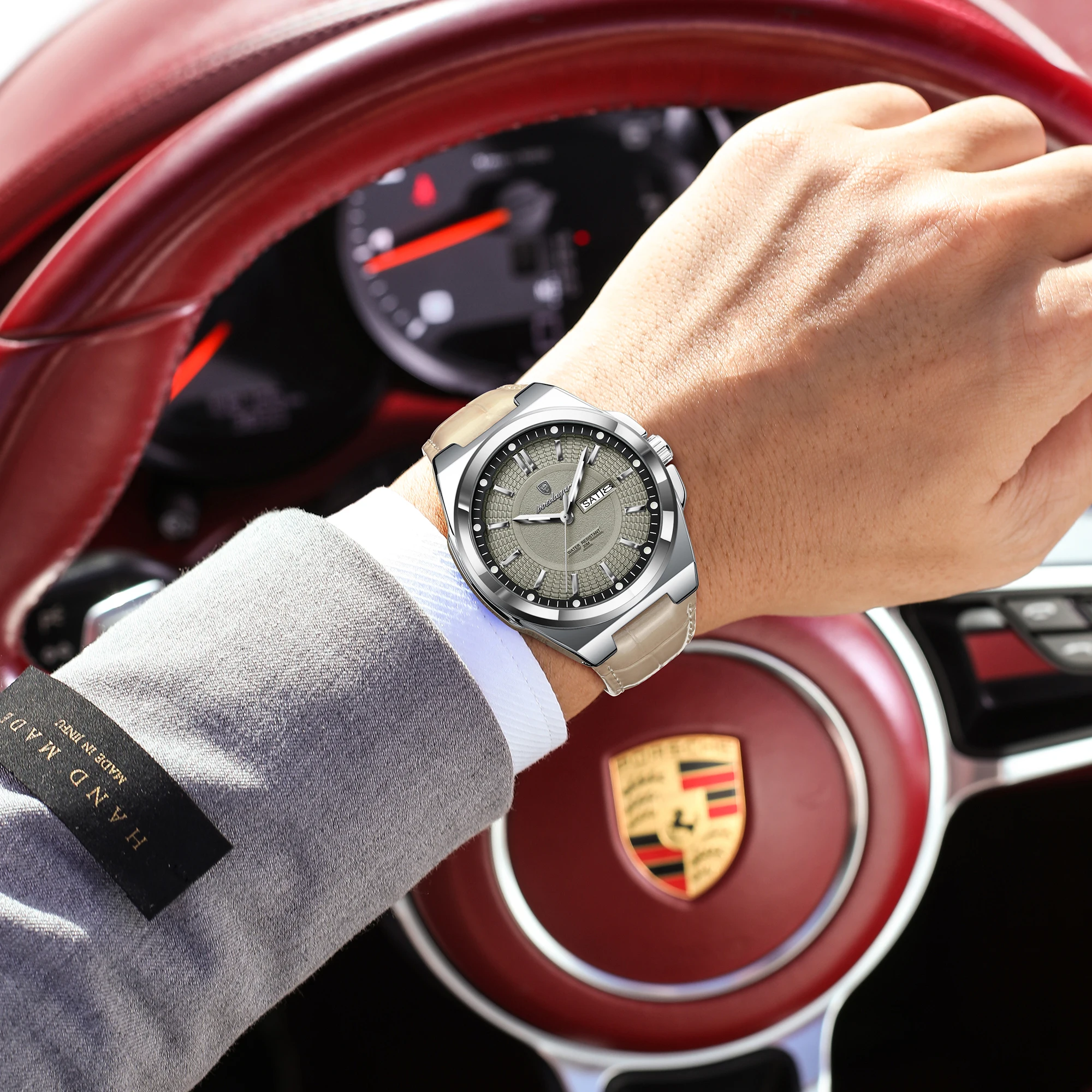 Reloj de Pulsera Masculino POEDAGAR de Moda, Resistente al Agua, Luminoso, con Fecha y Día de la Semana, Reloj de Cuarzo con Correa de Cuero para Hombre, Reloj Hombre