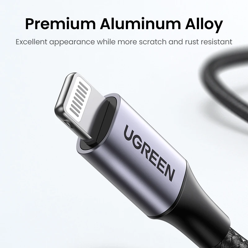 UGREEN MFi USB A a cable de carga relámpago trenzado para Apple iPad iPhone 14 13 12 11 8 cable de datos Carplay 25cm 50cm 1m 1,5m 2m
