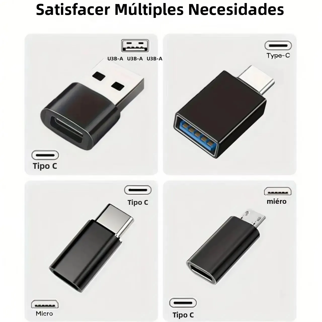 Juego de Adaptadores USB a USB-C, USB C a USB 3.0 OTG, Micro USB a USB C - Compatible con MacBook Pro, Samsung Galaxy, Smartphones, Laptops