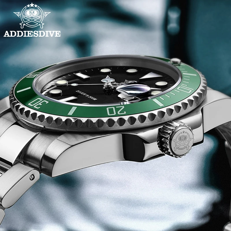 Reloj de Cuarzo Clásico ADDIESDIVE para Hombre, de Negocios y Ocio, Resistente al Agua 200m, Acero Inoxidable 316L, Deportivo, con Luz Nocturna, para Buceo