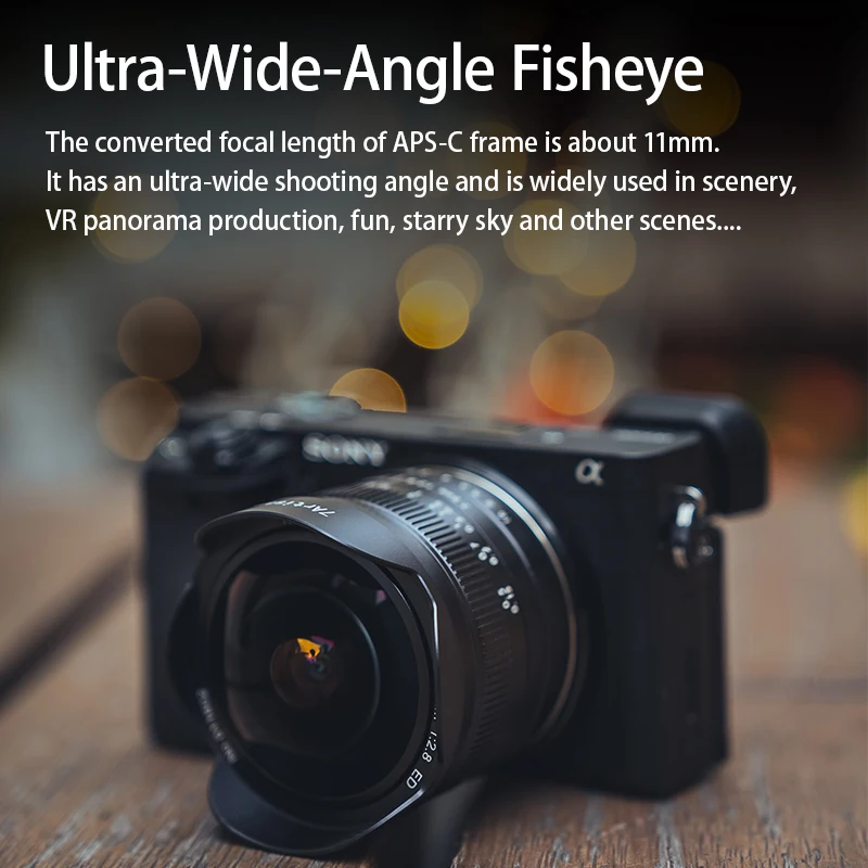 7Artisans Lente principal manual de ojo de pez ultra gran angular F2.8 Mark II de 7,5 mm para Sony E Alpha 6400/ZVE10 Fuji XF X-T1Nikon Z Z Z50/Z fc Micro M4/3 Olympus/Panasonic E-PL2 GH1 Canon EOS-M M50 Canon RF RP R5
