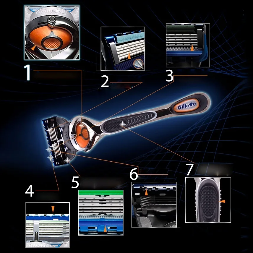 Afeitadora Gillette Fusion 5 Proglide, maquinilla de afeitar de seguridad Manual, mango FlexBall, recambios de cuchillas de 5 capas para afeitado de barba y cara de hombre