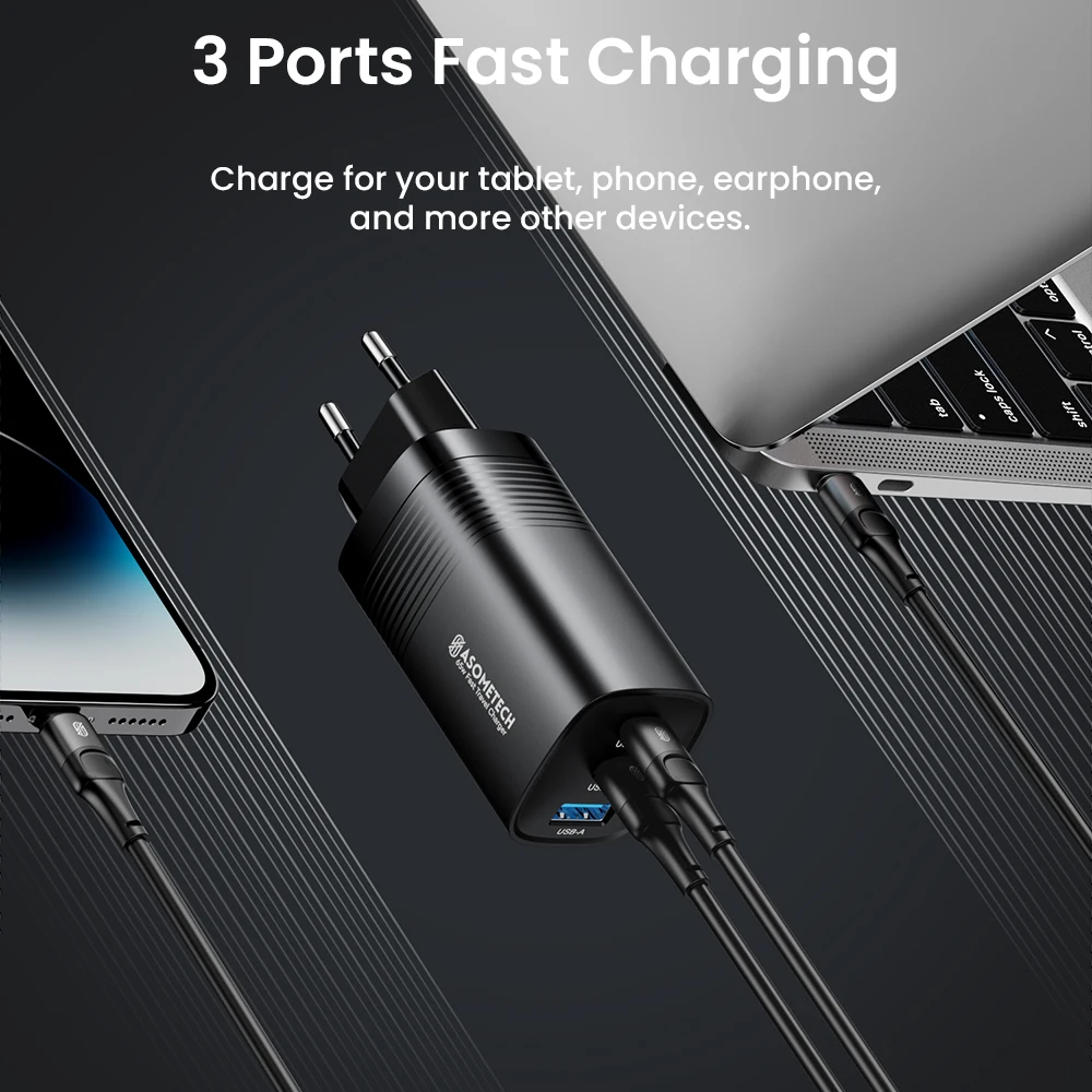 Cargador USB C GaN de 65W PPS 45W PD QC 3,0 tipo C carga rápida para Samsung iPhone 15 14 13 Pro teléfono MacBook portátil cargadores rápidos