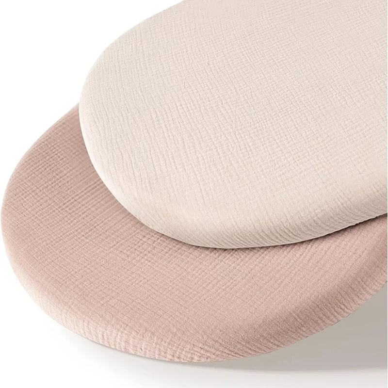 Juego de 2 sábanas de muselina de algodón para colchón tipo Moisés de tamaño estándar, funda de colchón para cunas de gasa para bebé de 33x17x4 pulgadas, Color sólido