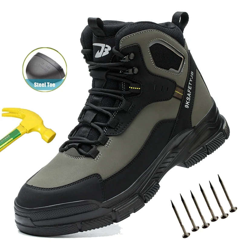 Zapatos de seguridad a prueba de perforaciones para hombre, zapatillas de trabajo impermeables, botas de seguridad con punta de acero, zapatos indestructibles, ligeros