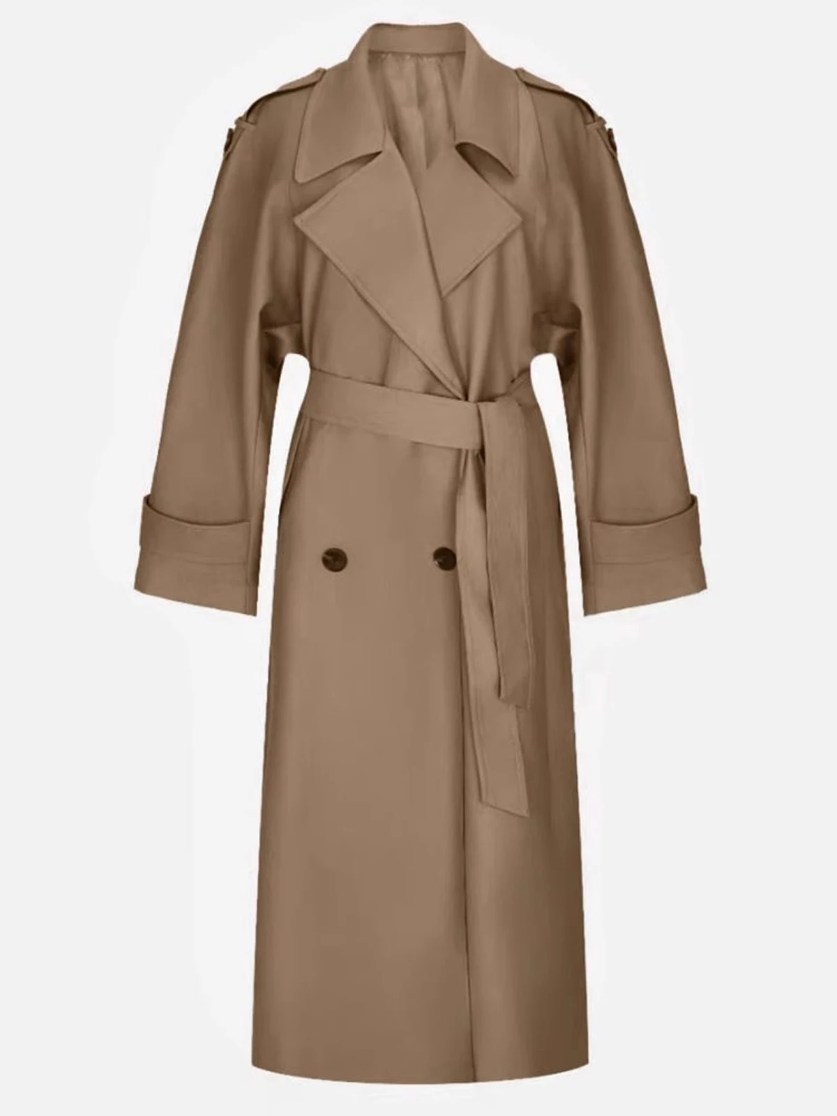 Lautaro primavera otoño gabardina de gran tamaño caqui Extra larga de color morado oscuro para mujer abrigo elegante de lujo con doble botonadura 2025