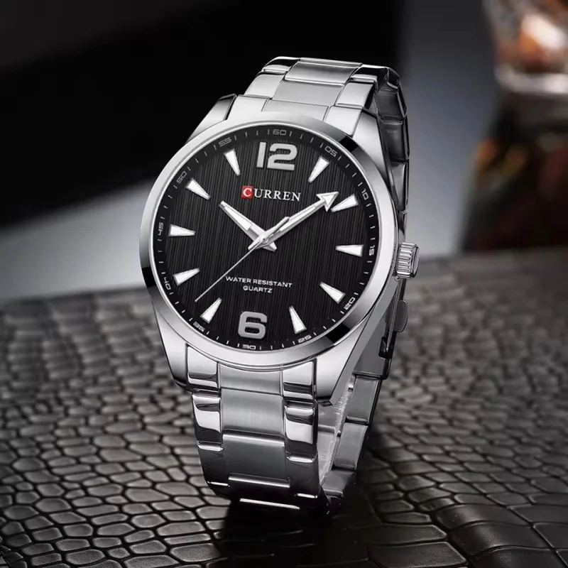 Reloj CURREN 8434 de Marca de Moda para Hombre, Resistente al Agua, con Luz Nocturna, Elegante, Correa de Acero Inoxidable, Reloj de Regalo para Hombre, Reloj Hombre