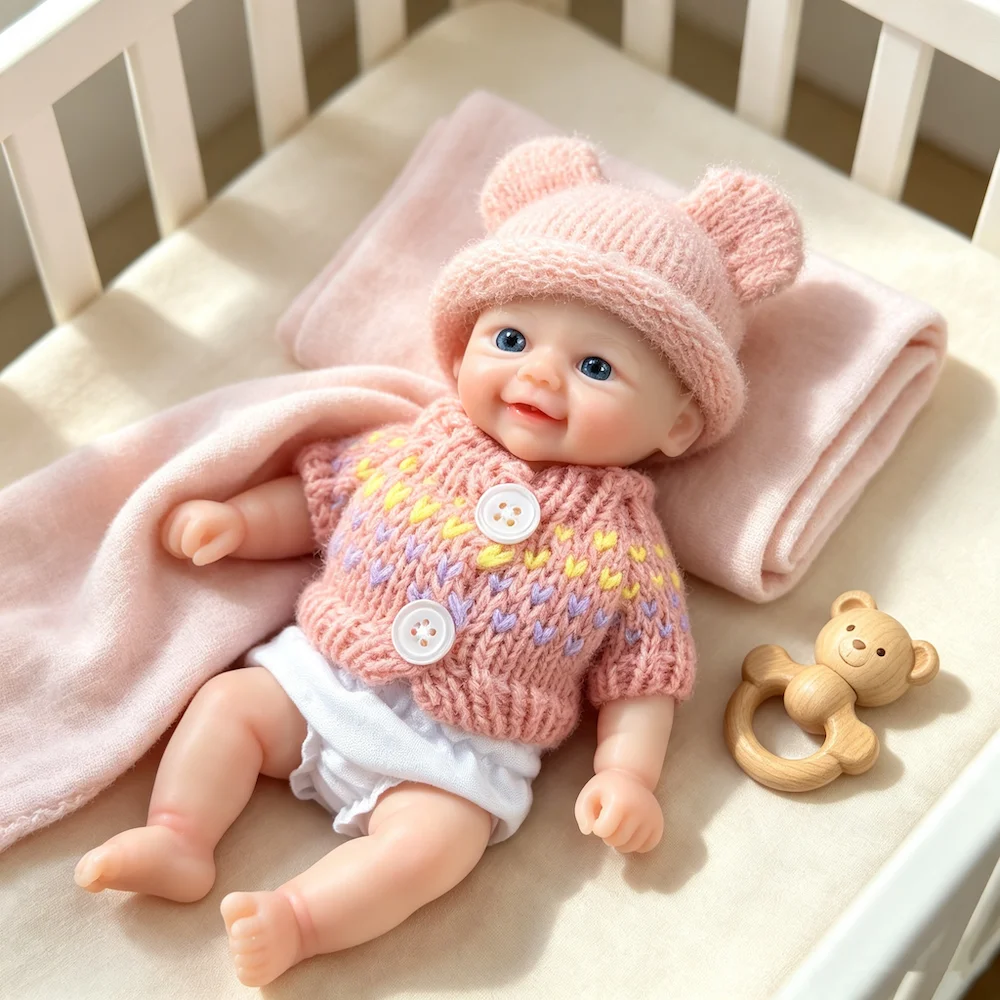 Muñeca Reborn Vivienne de Silicona de 6 Pulgadas, Realista, Suave, de Silicona Sólida, Lavable, Juguetes para Aliviar el Estrés