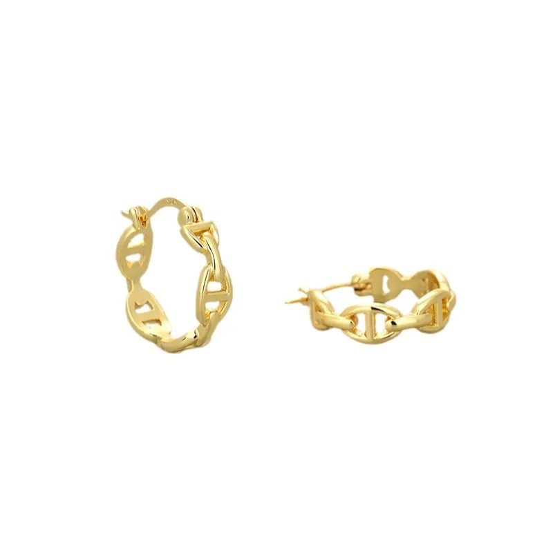 Clips de Oreja Circulares Huecos Vintage, Plata S925, Accesorios Diarios para las Orejas