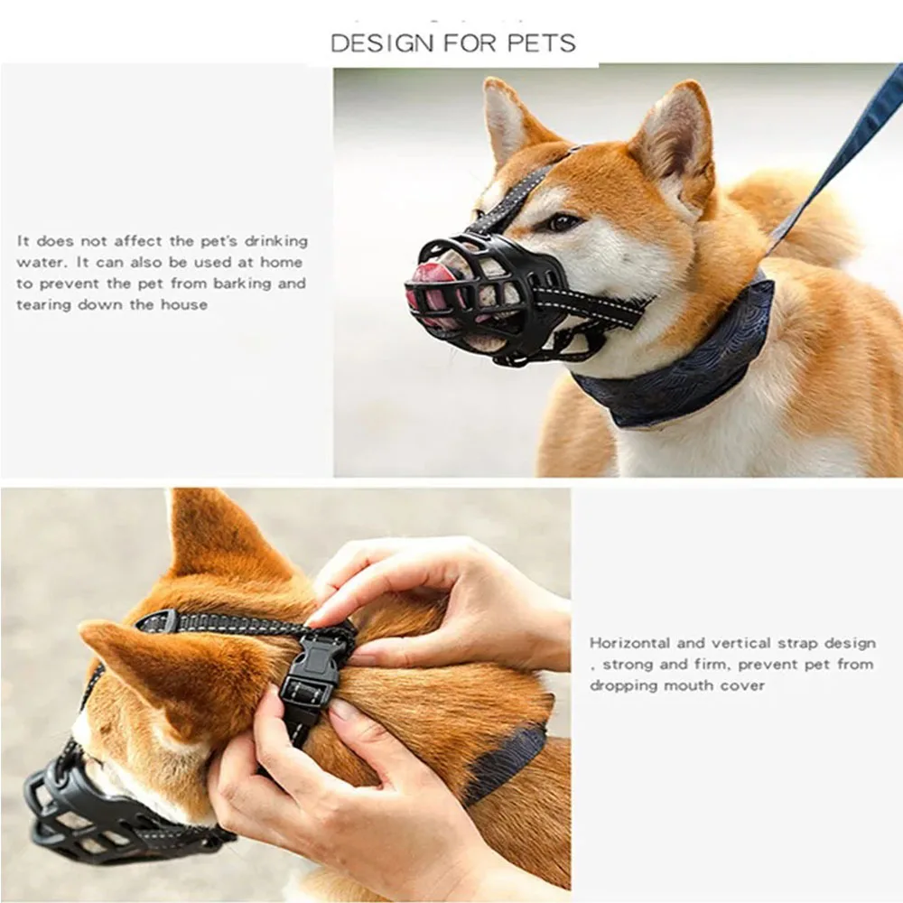 Cesta cómoda y transpirable para perros, protector de bozal contra mordeduras y ladridos, máscara para perros medianos y grandes, bozal antiladridos, suministros para perros