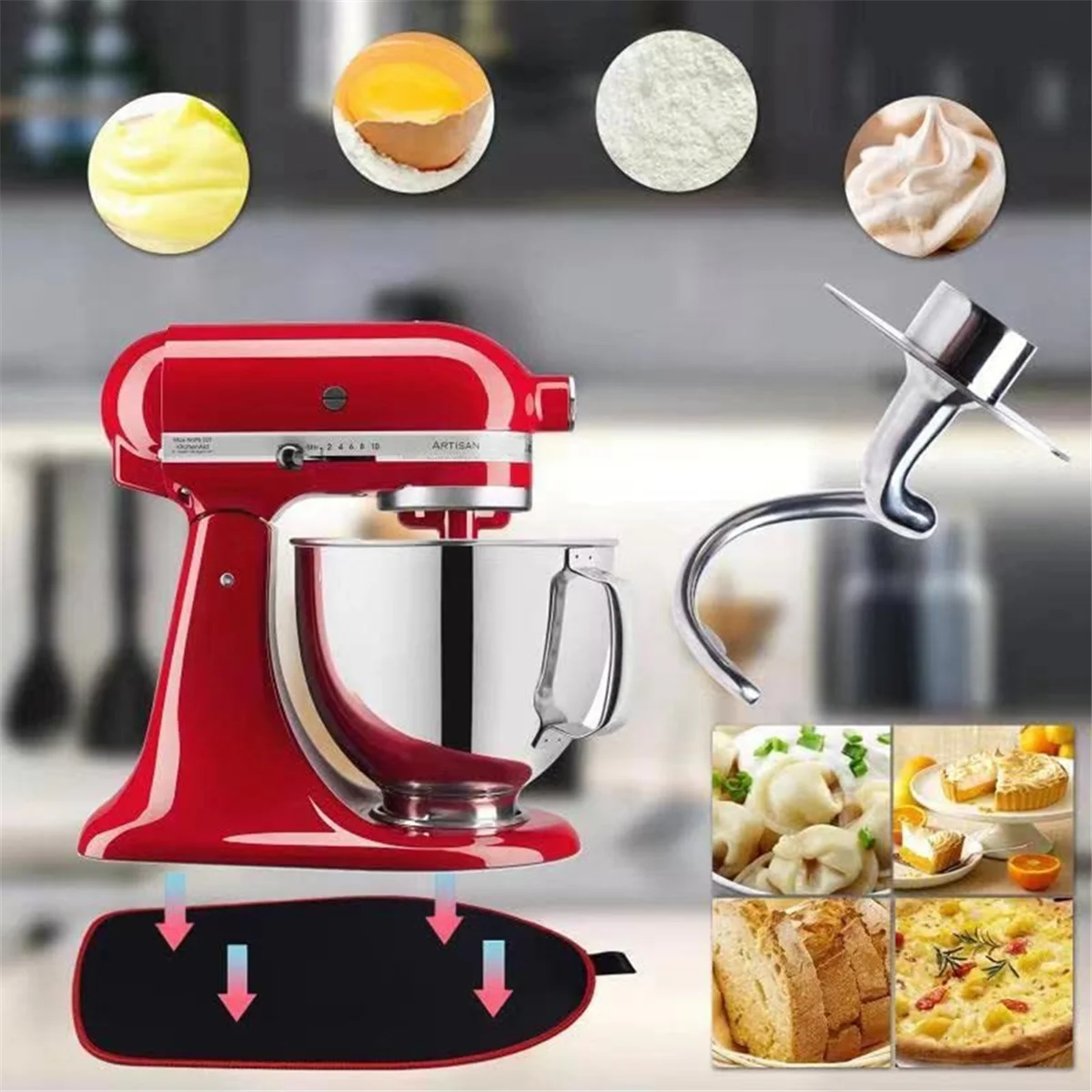 Gancho de masa en espiral de acero inoxidable A78E para batidora de pie KitchenAid, se adapta a tazón mezclador de 4,5-5 QT para
