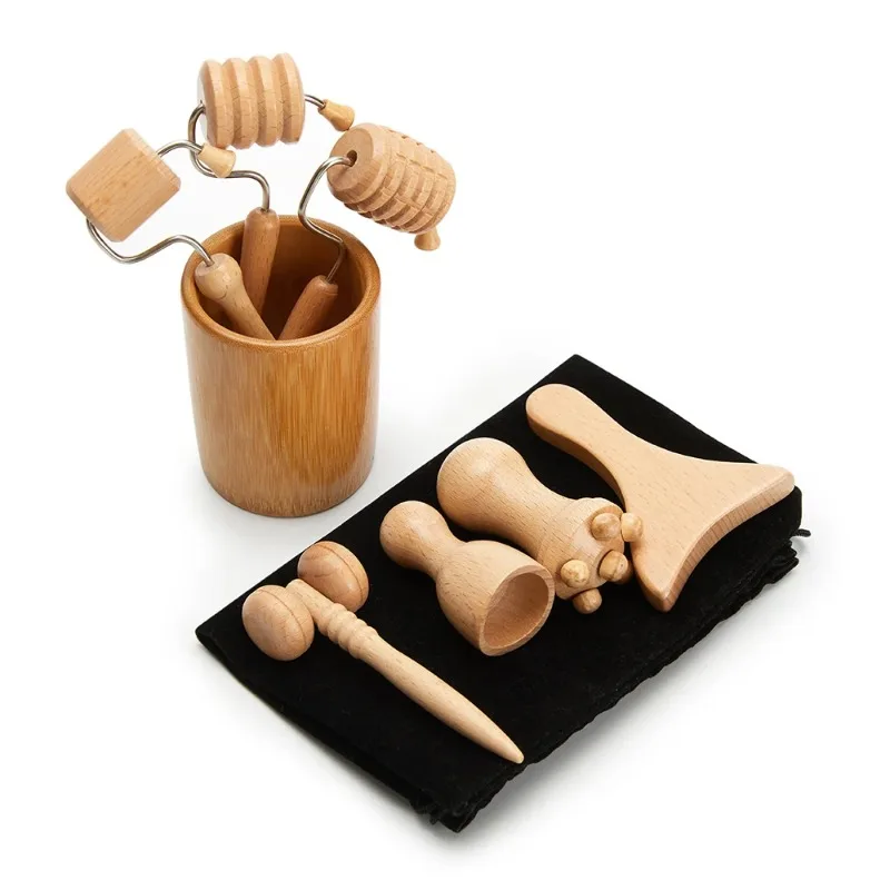 Rodillo de masaje Facial de madera, eliminador de arrugas, herramienta anticelulítica Gua Sha, rodillo de maderoterapia de tejidos faciales