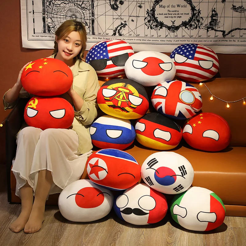 Polandball-juguetes de peluche de 10-40cm, Countryball, URSS, EE. UU., Francia, Rusia, Reino Unido, Japón, Alemania, CANANDA, Italia, muñeca Kawaii, almohada, lindo regalo para niño
