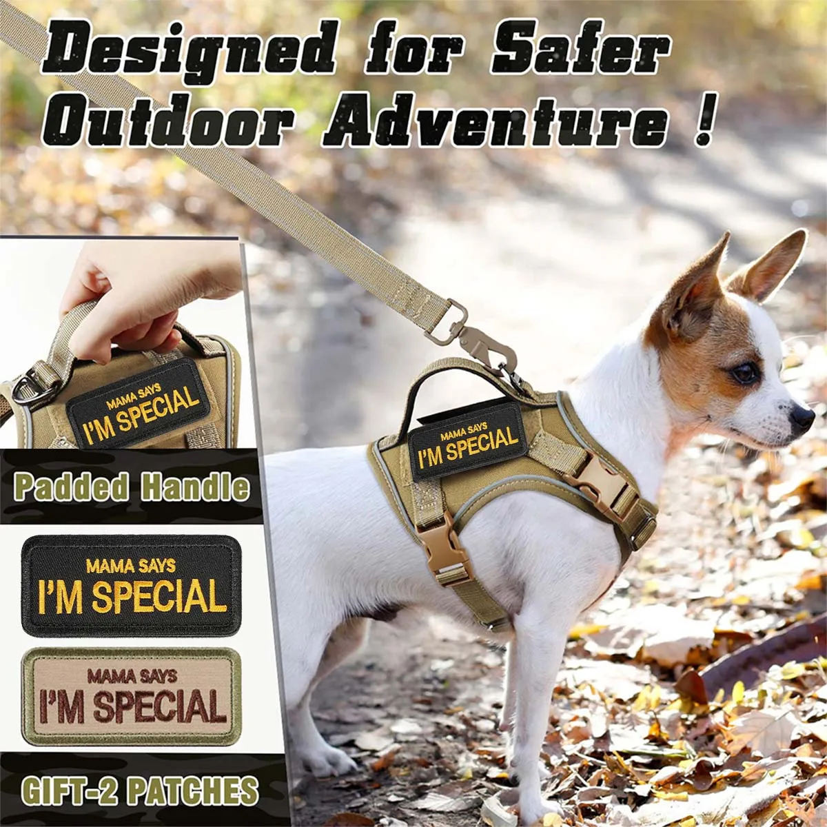 Arnés táctico para perros pequeños: chaleco para perros de servicio militar con mango vertical y chaleco reflectante para adiestramiento al aire libre