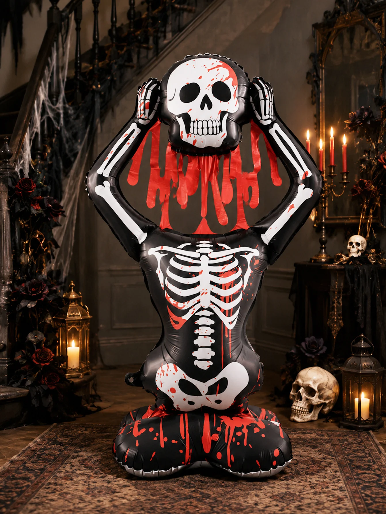 1 globo de calavera de Halloween (estilos variados) – Adecuado para decoraciones de Halloween, eventos temáticos de calaveras, fiestas de terror.