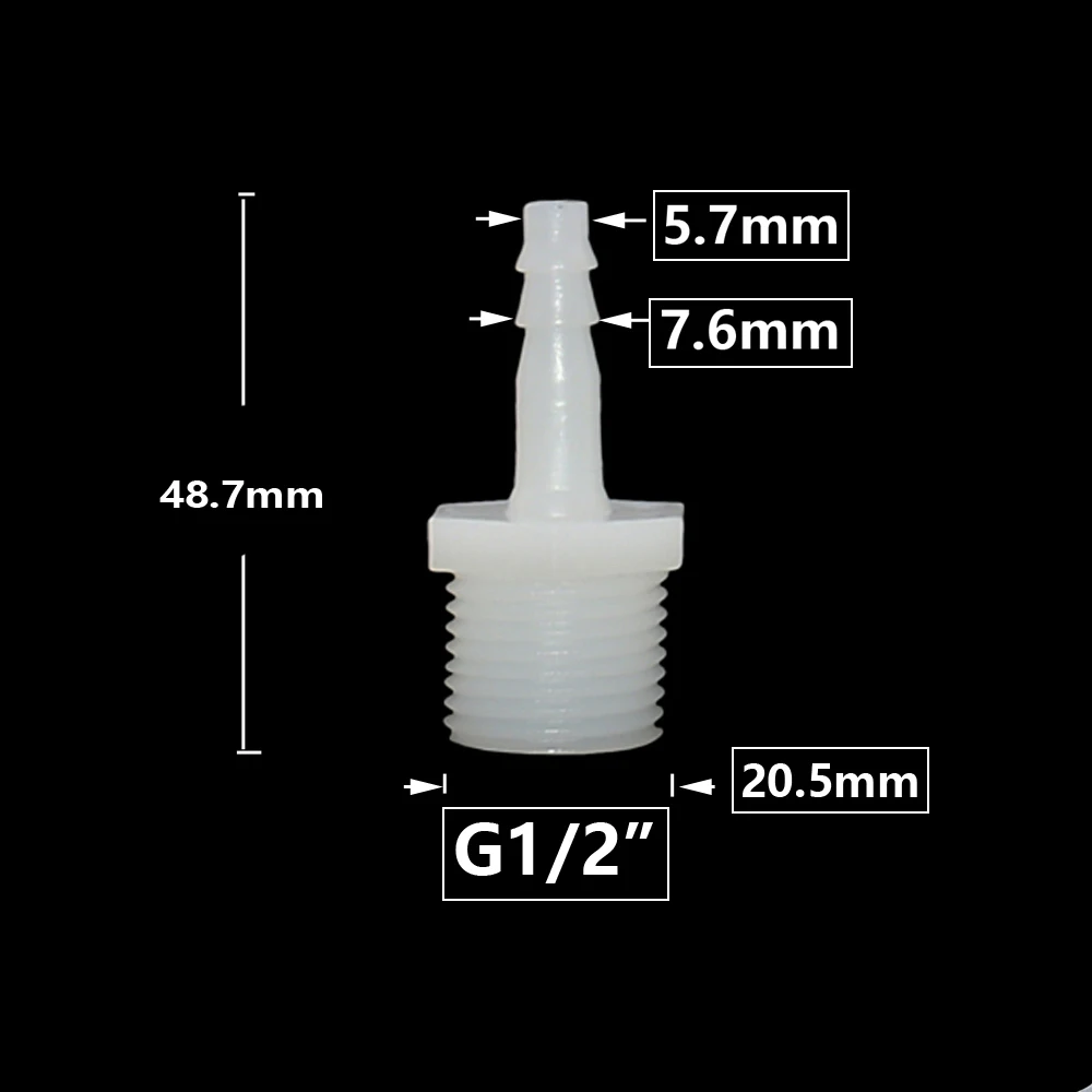 Rosca de 1/2 pulgada a púas 4/6/8/10/12/14/16/18/20mm accesorios de conector de manguera de plástico sistema de riego por goteo acoplador de tubería