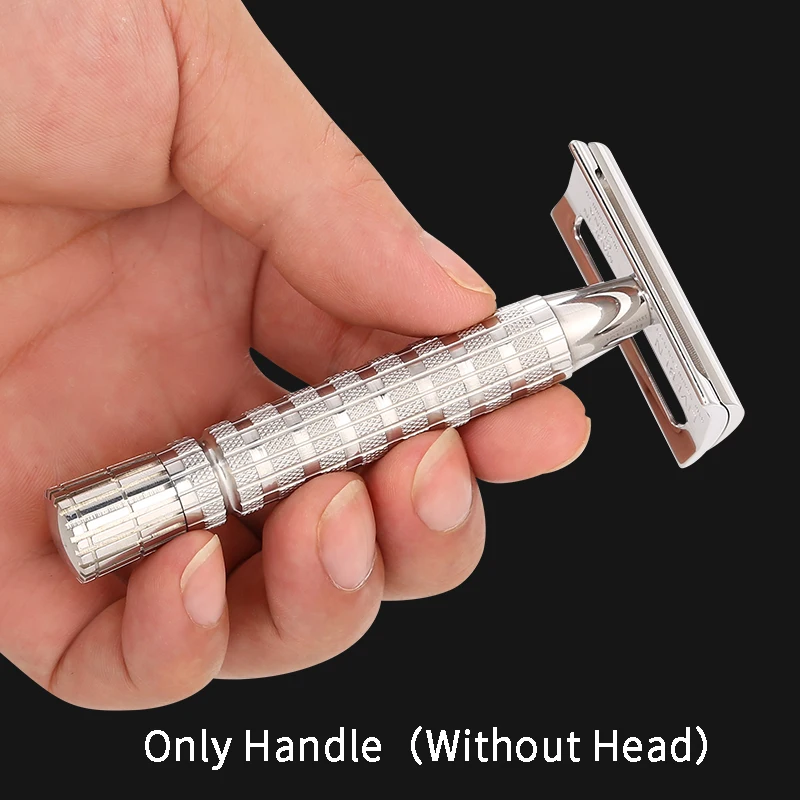 Accesorios para afeitadora manual para hombre, mango de afeitar de seguridad de doble filo de acero inoxidable 316 L (sin cabezal)