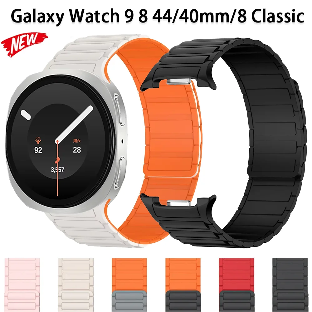 Correa Magnética Original de Silicona para Samsung Galaxy Watch 9 8 44mm 40mm, Correa Deportiva Suave para Galaxy Watch 8 Classic 46mm