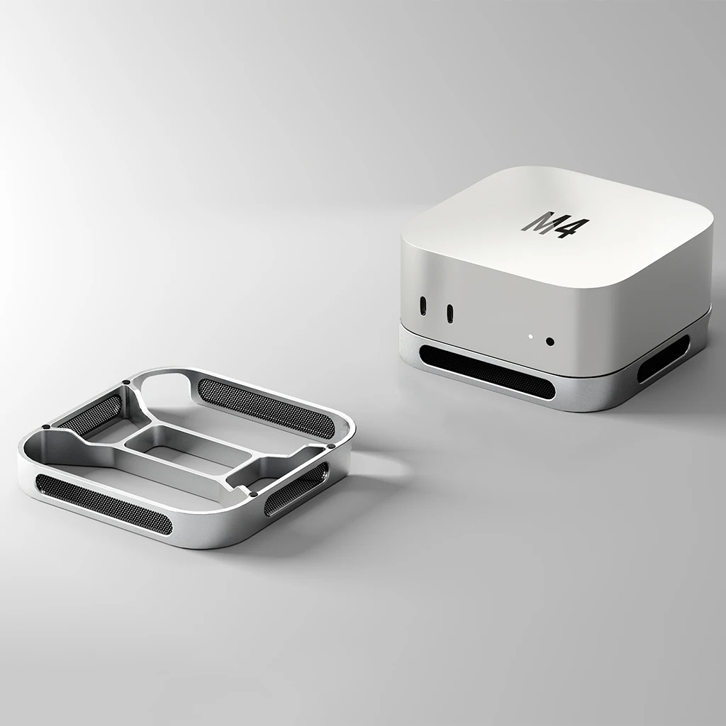 Base de Enfriamiento con Disipación de Calor y Protección Contra Polvo para Mac Mini M4/M4 Pro, Soporte de Enfriamiento de Aleación de Aluminio para Escritorio